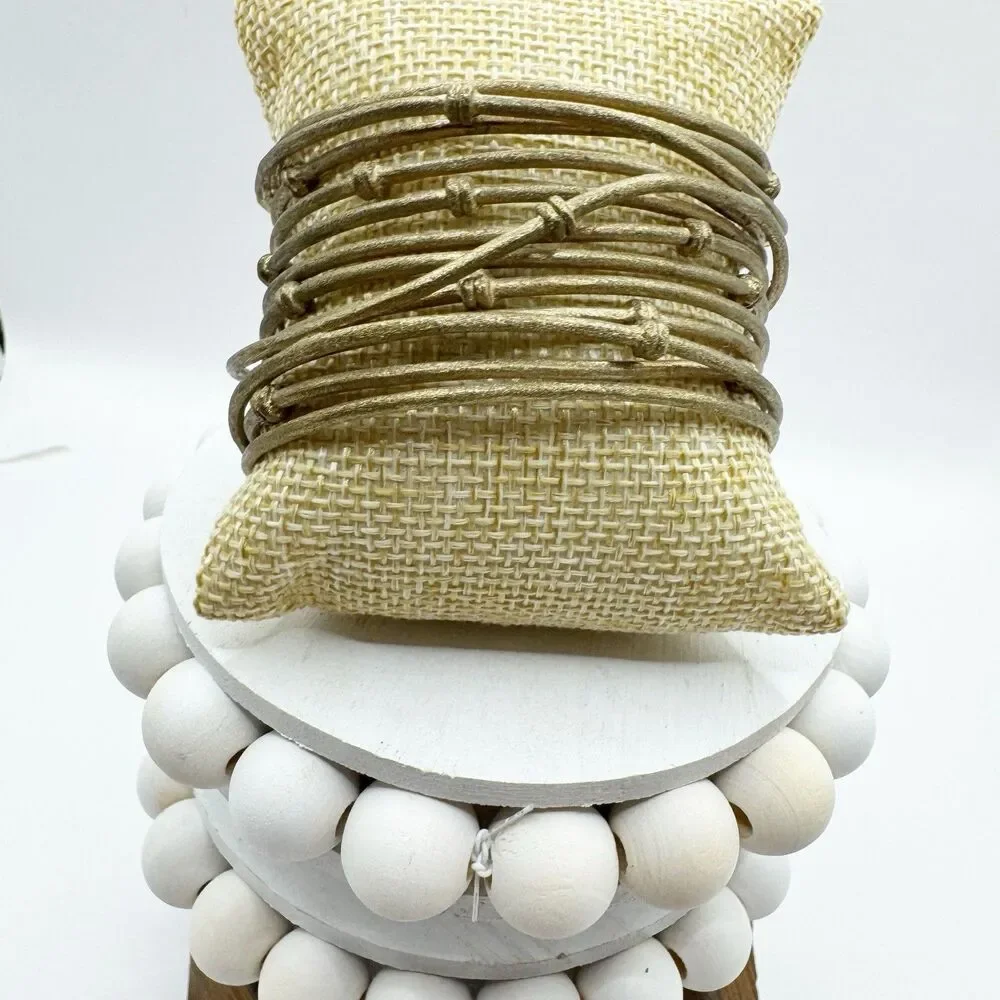 Rivka Friedman 18K Gold Clad Wrapped Mina Cuff Knotted Statement Bracelet